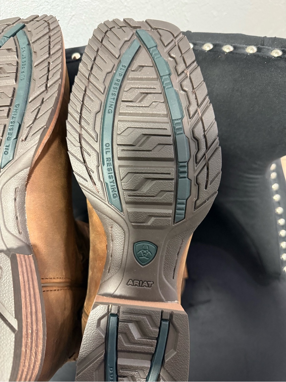 Ariat Brown Leather Cowboy Boots with Flag-Inspired Shaft - Picture 9 of 14